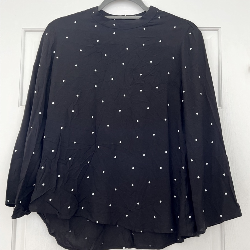 Esprit Black Polka Dot Long-sleeved Blouse Size 6